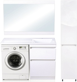 Style Line Тумба с раковиной Даллас 120 R Люкс, белая PLUS эмаль – фотография-15